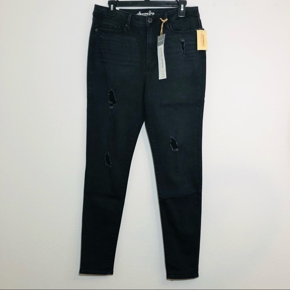 NWT American Rag Black Factory Whiskering Distressed Super Skinny Jeans size 13 - Picture 8 of 8